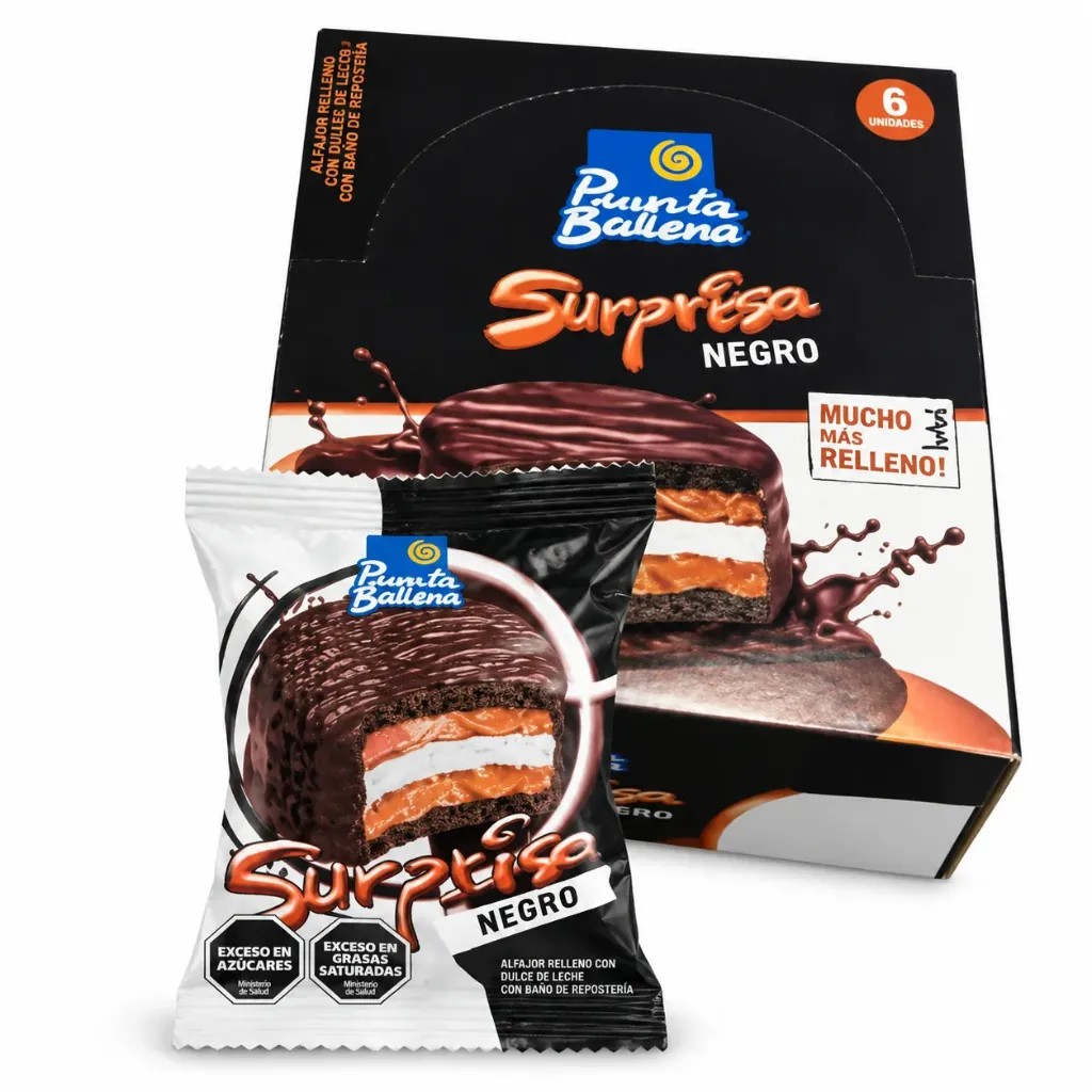 [3062] PUNTA BALLENA SURPRISE NEGRO 60g x 8u - Alfajor