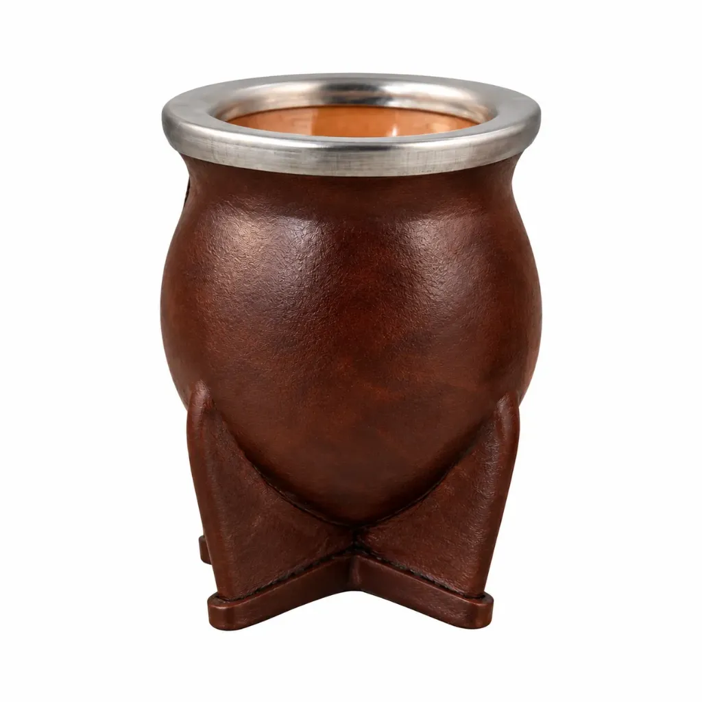 [8021] Ceramica MARRON forrado en cuero c/v 200 ml – Mate