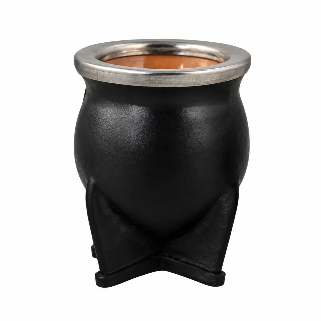 [8015] Ceramica NEGRO forrado en cuero c/v 200 ml – Mate