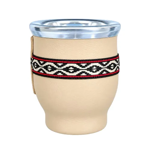 [9059] Vaso de cristal forrado BEIGE 150ml – Mate