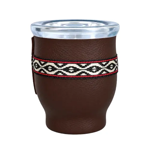 [9058] Vaso de cristal forrado MARRON 150ml – Mate