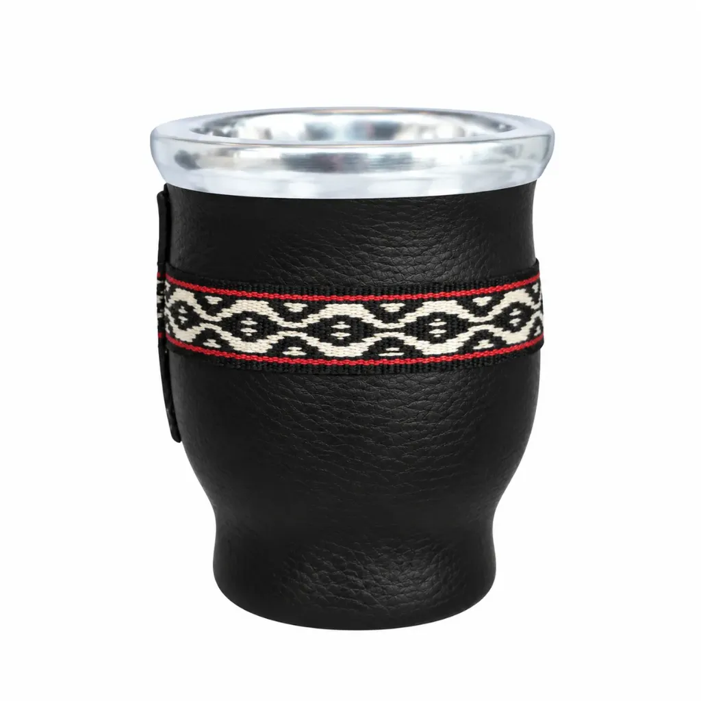 [8012] Vaso de cristal forrado NEGRO 150ml – Mate