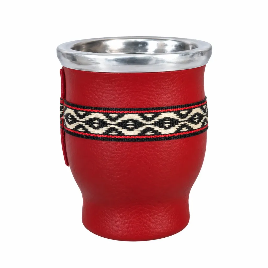 [9060] Vaso de cristal forrado ROJO 150ml – Mate