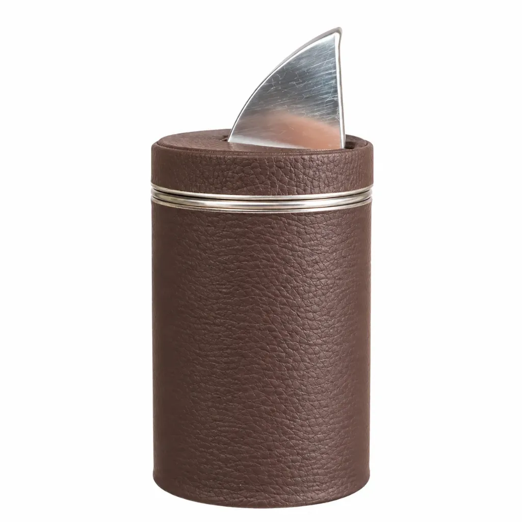 [8020] Yerbera forrada en cuero 12.5cm alto