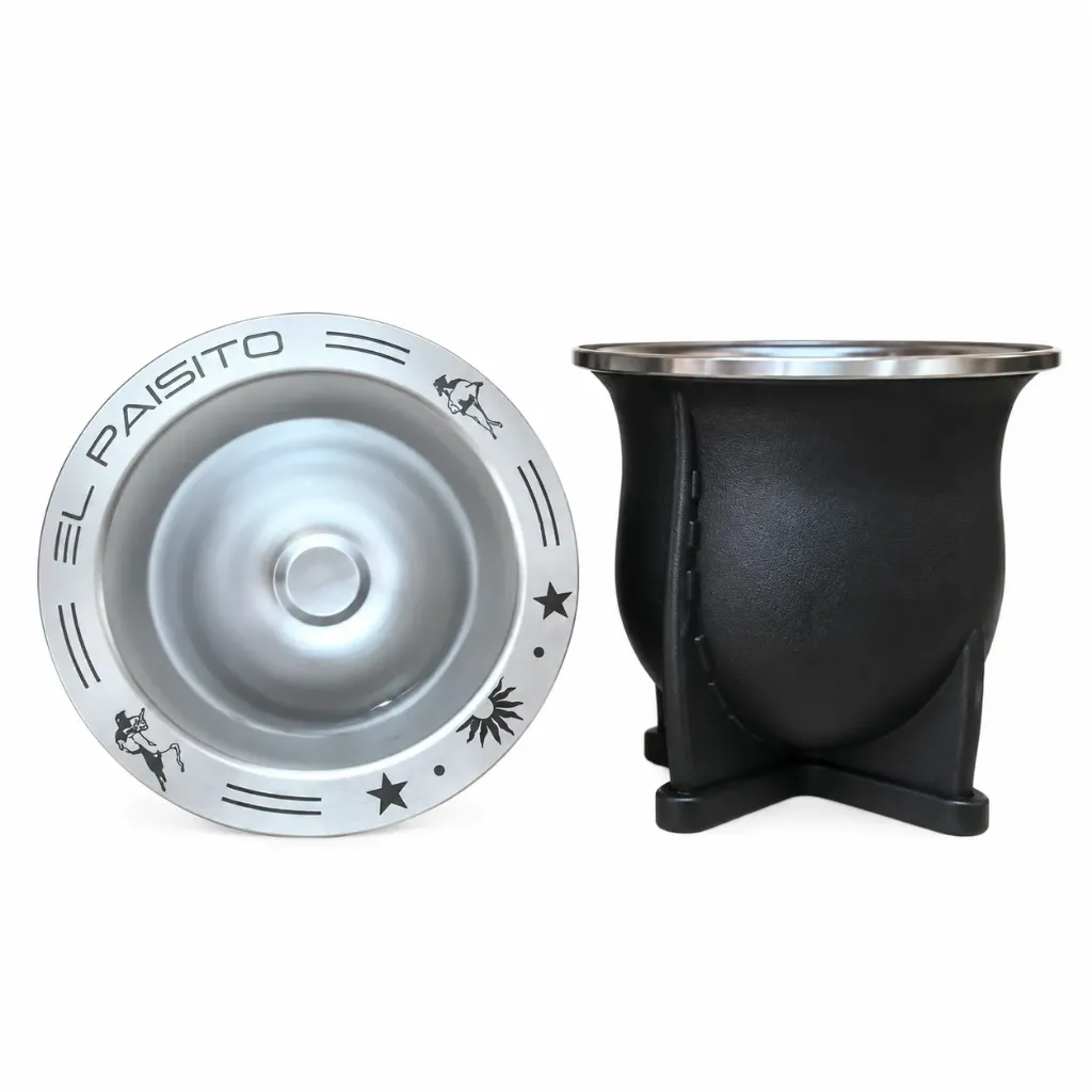 [10111 - DSAP002] Camionero acero inox. TANGO/GAUCHO 280ml NEGRO El Paisito - Mate