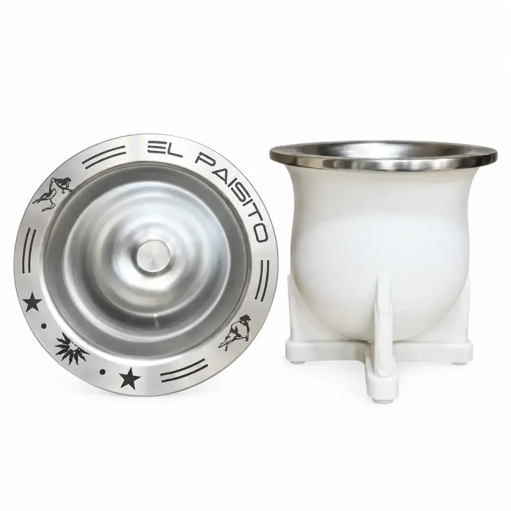 [10103 - DSAP002] Camionero acero inox. TANGO/GAUCHO 280ml BLANCO El Paisito - Mate