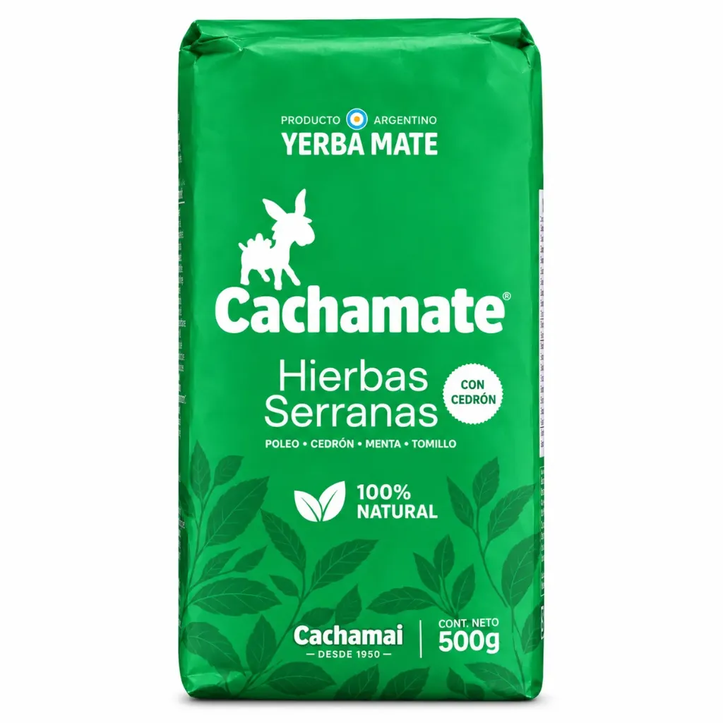 [mpk09512] Cachamate Hierbas Serranas con Cedrón 500g VERDE – Yerba Mate